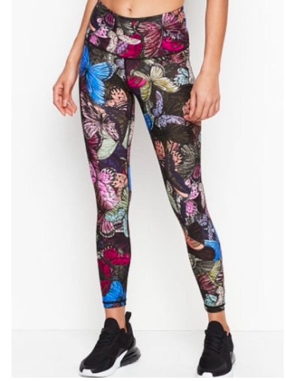 Victoria's Secret Black Leggings with Multicolor Butterfly Print, VSX, Workout